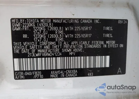 2024 Toyota Rav4 Le from USA, damaged, VIN 2T3LWRFV6RW241234